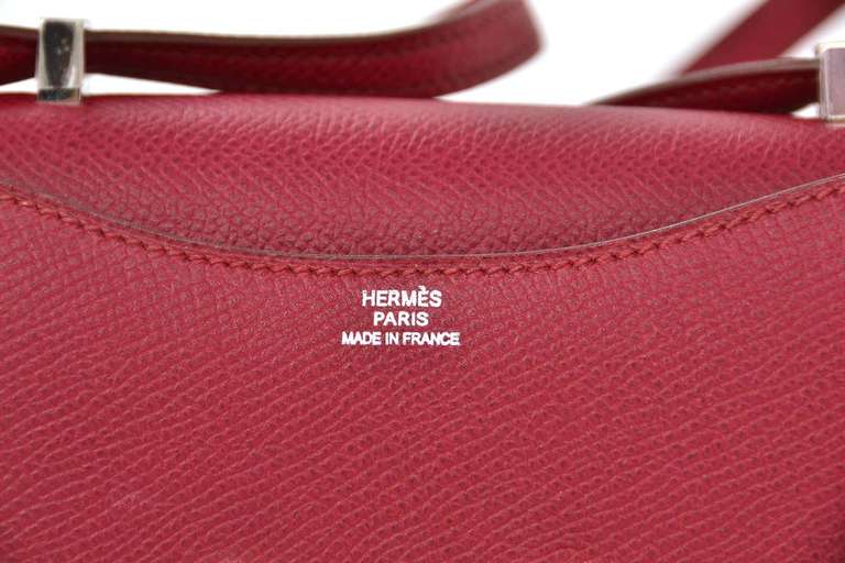 Hermes Rubis Red Epsom Leather 14 Cm Micro Constance Cross Body Bag In Excellent Condition In New York, NY