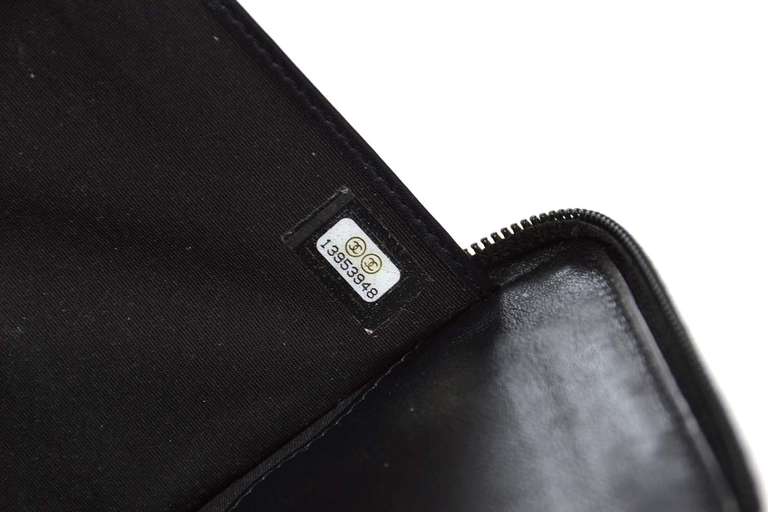 CHANEL Black Quilted Leather Zip Around Travel Wallet W/Passport Holder 2