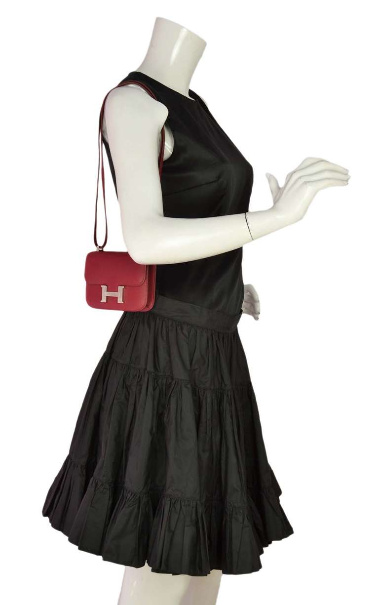 Hermes Rubis Red Epsom Leather 14 Cm Micro Constance Cross Body Bag 1