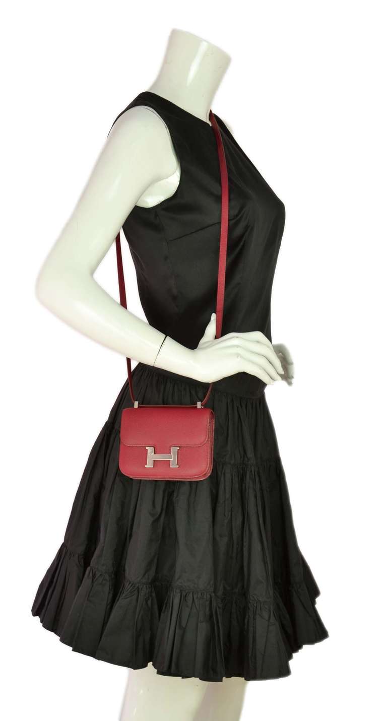 Hermes Rubis Red Epsom Leather 14 Cm Micro Constance Cross Body Bag 2