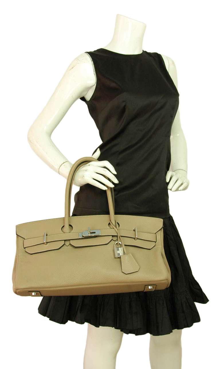 Hermes 2008 Gris Tourterelle Grey Togo Leather JPG 42cm Shoulder Birkin Bag 2