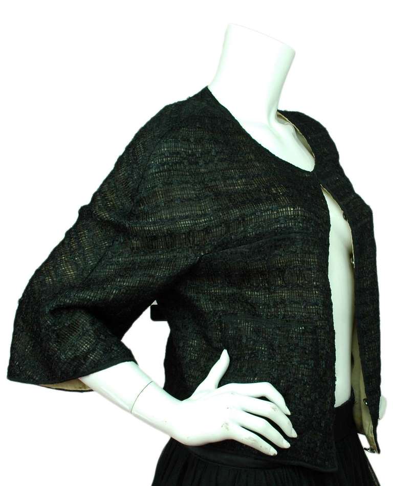 CHANEL 2012 Black Tweed & Silk Cropped Jacket sz.44 - rt.$6, 880