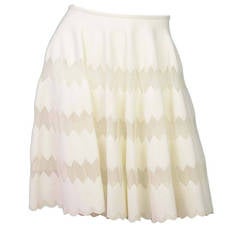 ALAIA White Knit Zig Zag Skater Skirt sz 36