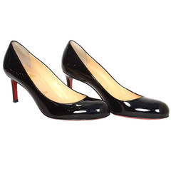 CHRISTIAN LOUBOUTIN Black Patent 70mm Simple Pumps sz 36.5