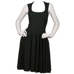 ALAIA Dark Green Sleeveless Fit Flare Dress sz 40 6