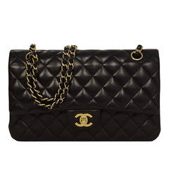 CHANEL Black Quilted Lambskin Medium Classic Double Flap Bag GHW