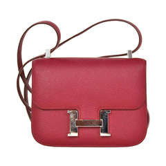 Hermes Rubis Red Epsom Leder 14 Cm Micro Constance Cross Body Bag