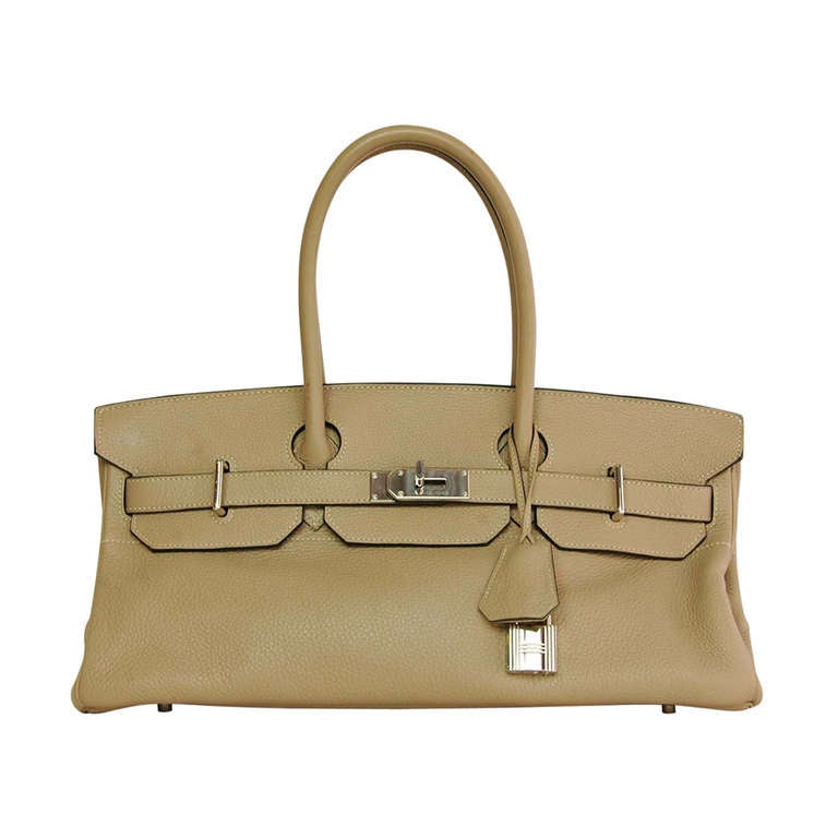 Hermes 2008 Gris Tourterelle Grey Togo Leather JPG 42cm Shoulder Birkin Bag