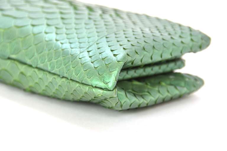 Women's CHANEL Green Python Clutch W/Rhinestone Clasp Rt. $3, 200