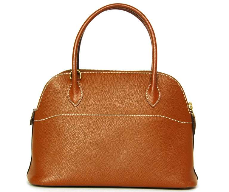 Women's Hermes Tan Epsom Leather 25cm Mini Bolide Bag With Strap