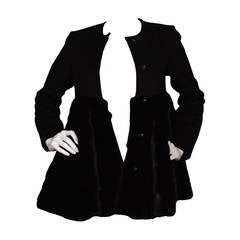 CO COLLECTION Black Wool & Mink Swing Coat sz XS