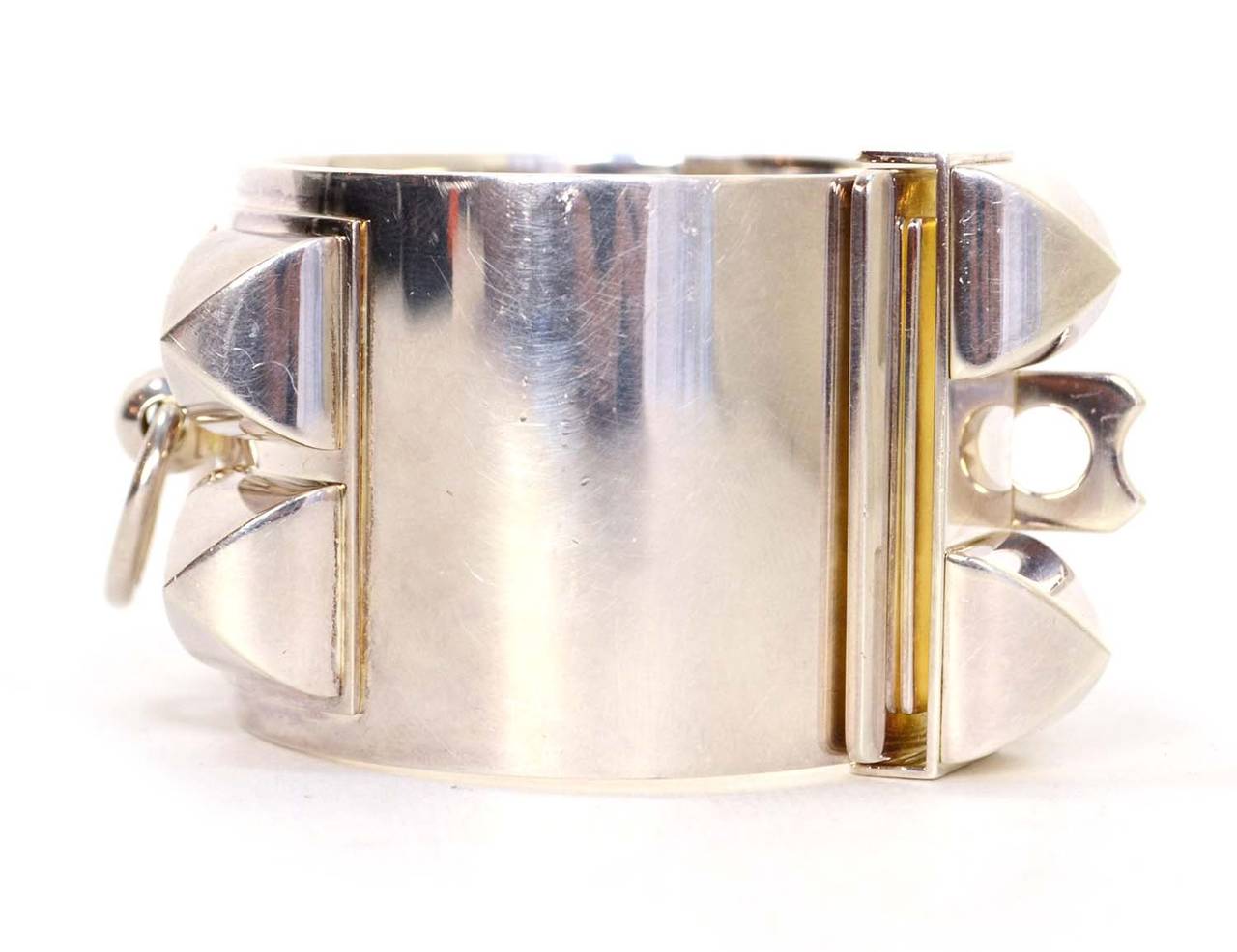 HERMES Sterling Silver Collier De Chien CDC Cuff Bracelet In Good Condition In New York, NY