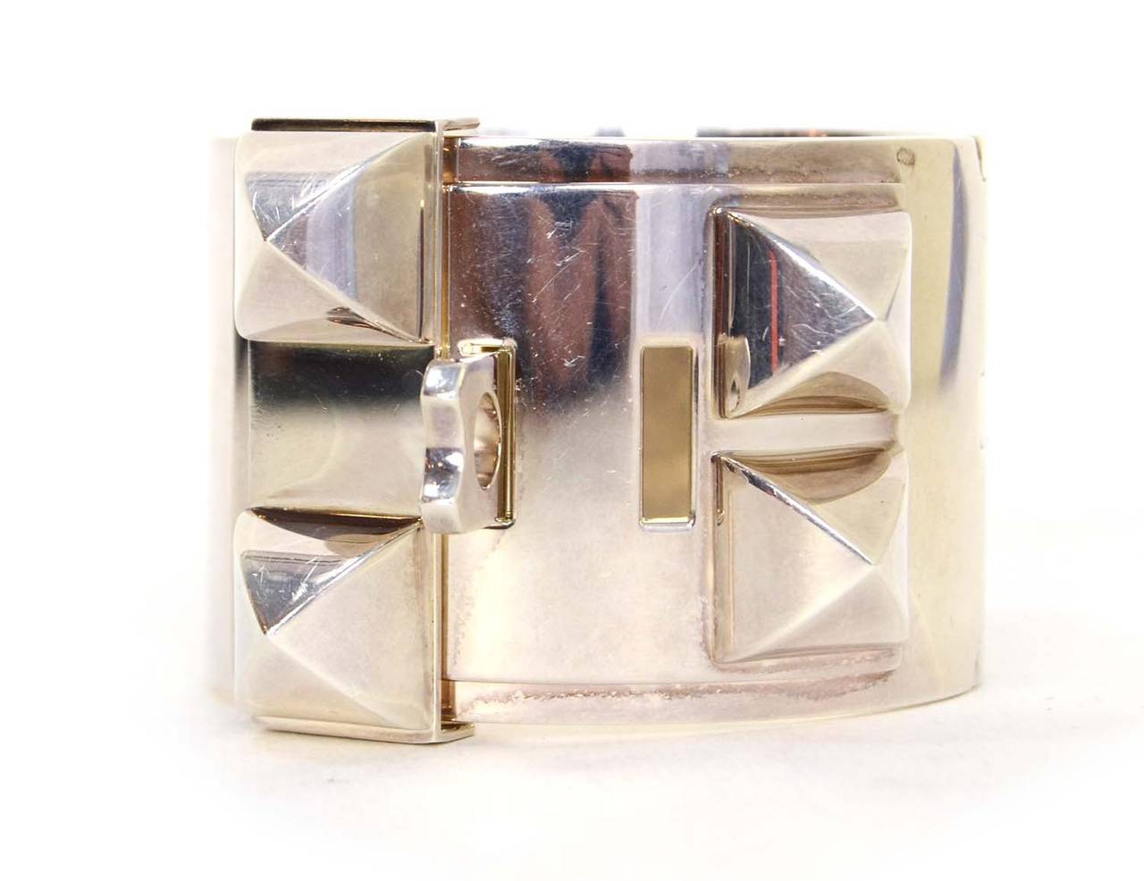 Women's HERMES Sterling Silver Collier De Chien CDC Cuff Bracelet