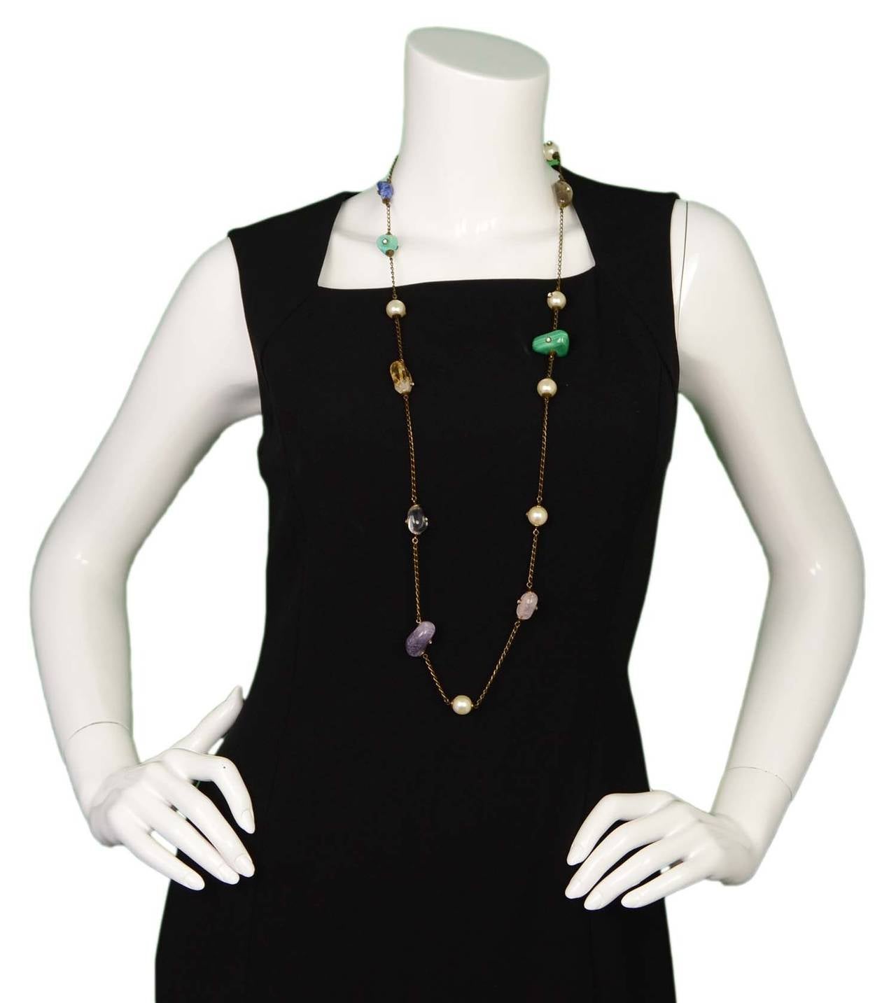 CHANEL Vintage '97 Brass & Multi-Colored Stone Necklace 2