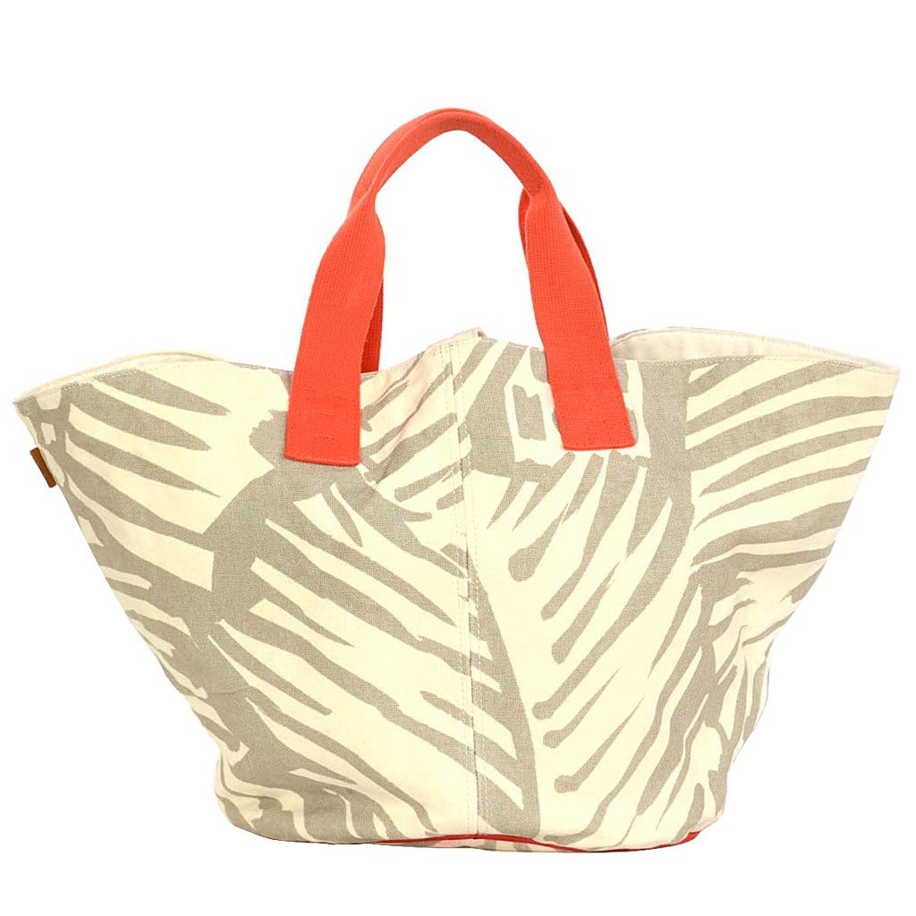 HERMES Canvas "Cabas Feuillage PM" Beach Tote Bag