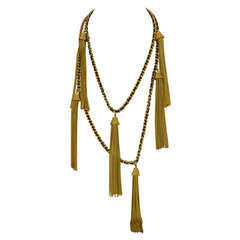 Chanel RARE Vintage '94 Leather & Chain Tassel Necklace 1