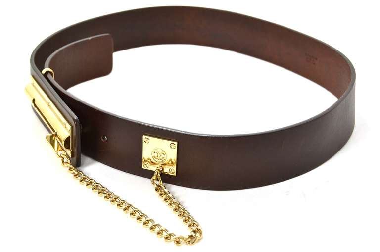 Chanel Brown Leather Belt W/Goldtone Sliding Chain

    Made in Italy
    Materials: leather, goldtone metal
    Stamped 