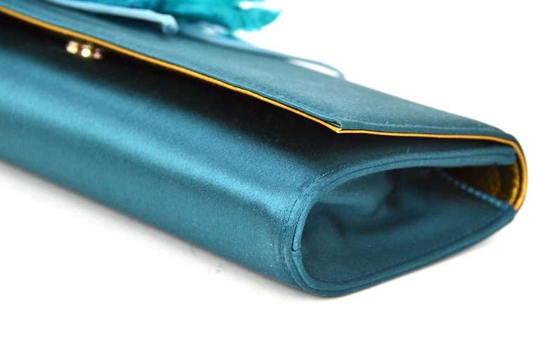 Women's GUCCI Teal Satin Clutch With Flower
