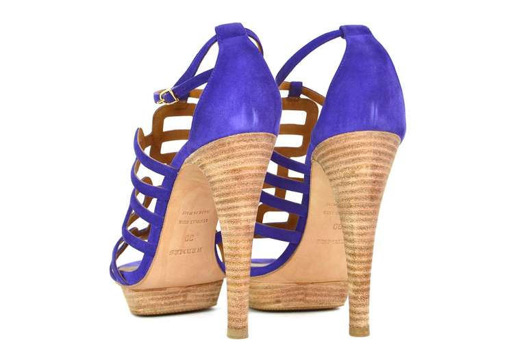 Women's HERMES Purple Suede Ancre Heels Shoes - Sz 39