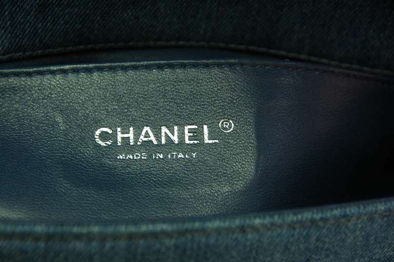 Women's Chanel 2013 Quilted Denim Medium Boy Classic Flap Cross Body Bag