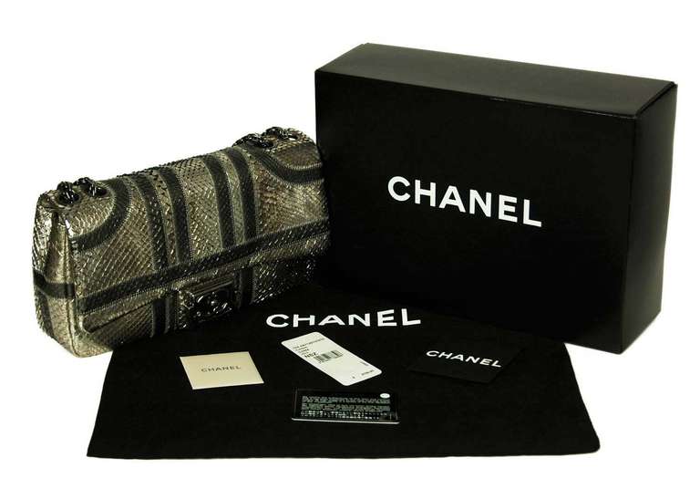 Chanel Pewter Metallic Python Paris/Bombay Classic Flap Bag $8700 4