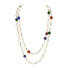 CHANEL Vintage '90s Pearl and Glass Bead Double Strand Necklace 3