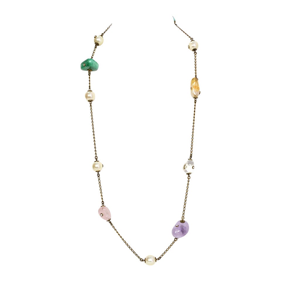 CHANEL Vintage '97 Brass & Multi-Colored Stone Necklace