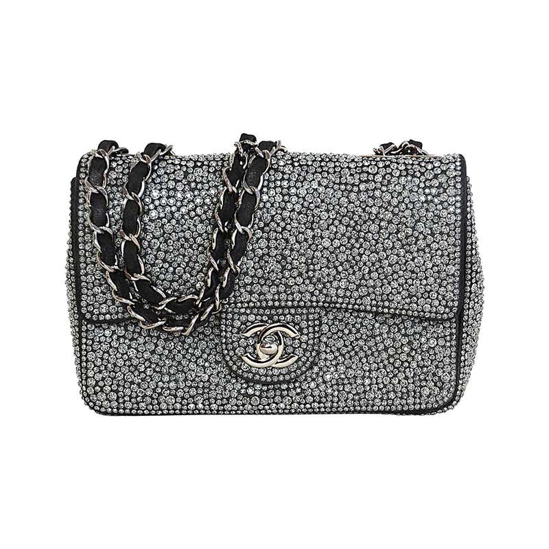 CHANEL 2014 Dark Grey Crystal Mini Classic Flap Evening Bag For Sale at ...