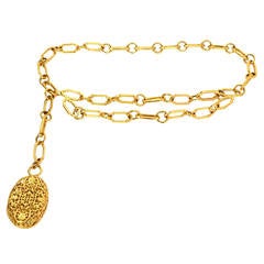 CHANEL Gold Chain Link Filigree Medallion Belt 7