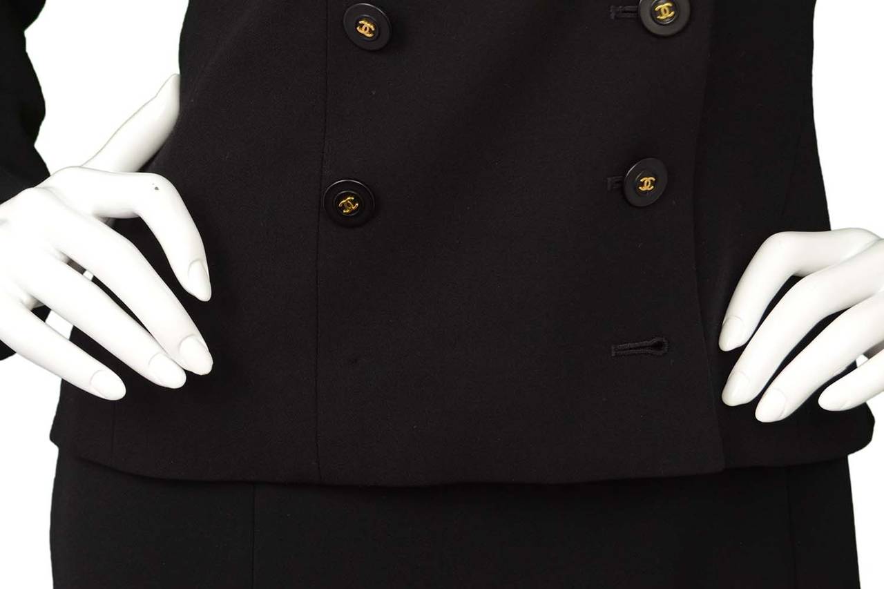 Women's CHANEL Vintage '94 Black Wool Double Breasted Jacket sz 42
