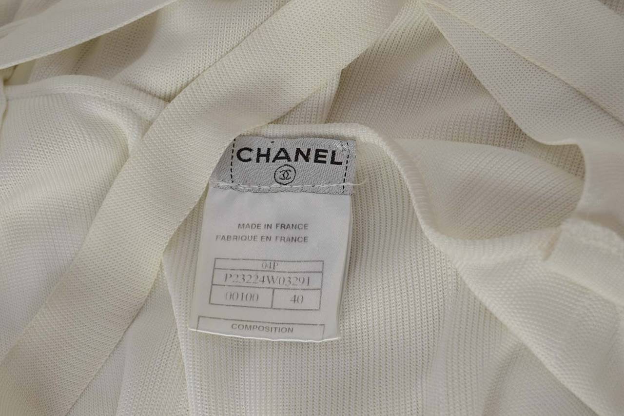 CHANEL Ivory Godet Criss-Cross Dress sz 40 In Excellent Condition In New York, NY