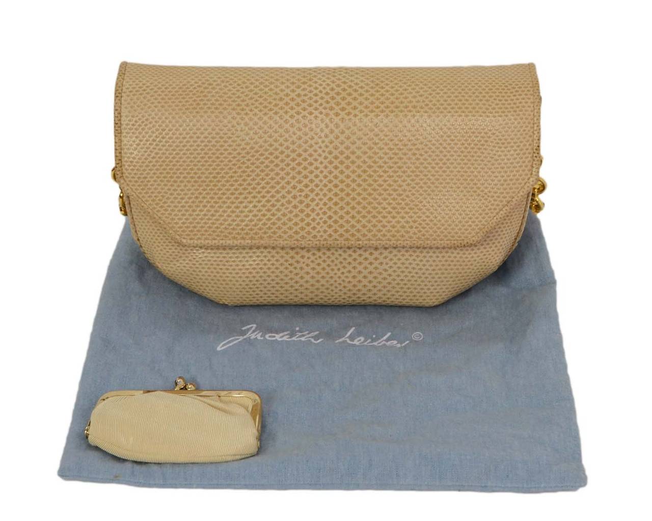 JUDITH LEIBER Beige Lizard Evening Bag GHW 3