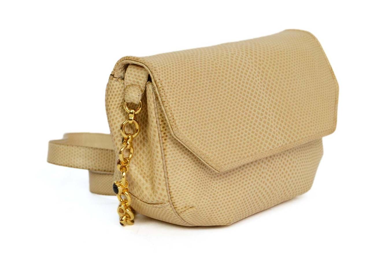 Brown JUDITH LEIBER Beige Lizard Evening Bag GHW