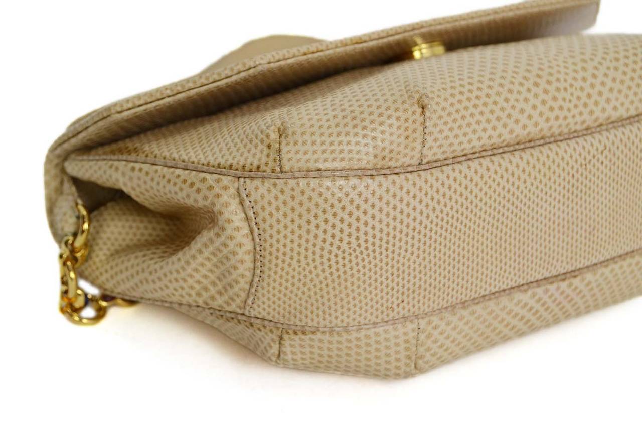 JUDITH LEIBER Beige Lizard Evening Bag GHW In Excellent Condition In New York, NY