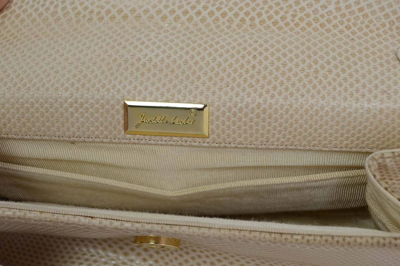 JUDITH LEIBER Beige Lizard Evening Bag GHW 2