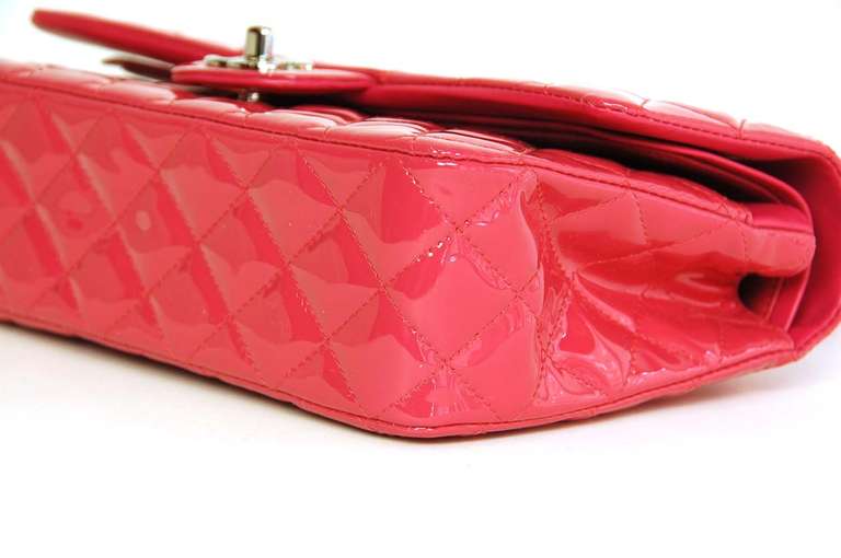 Chanel 2014 BNIB Pink Patent Leather Double Flap Medium 10