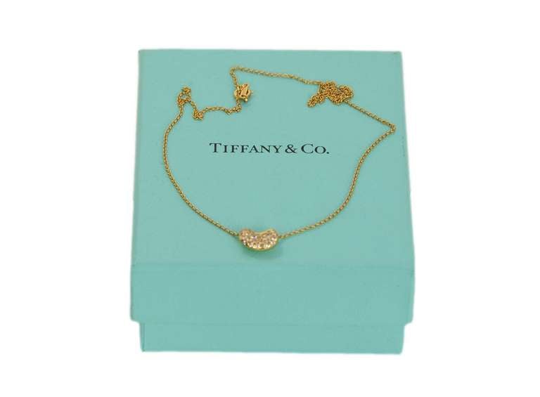 TIFFANY'S Elsa Peretti 18K Bean Necklace W/Diamonds 2