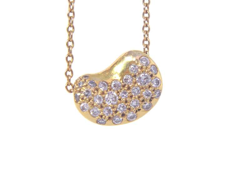 Women's TIFFANY'S Elsa Peretti 18K Bean Necklace W/Diamonds