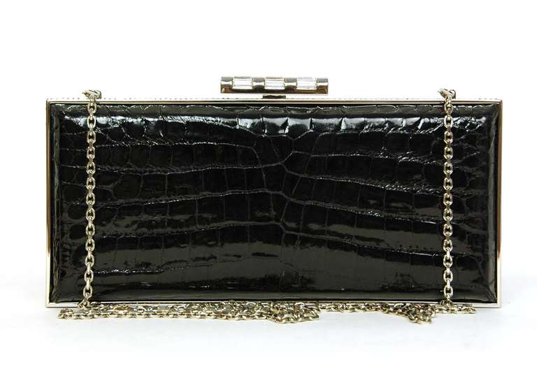 Judith Leiber Black Crocodile Clutch/ Evening Bag w/ Silver Hardware -rt. $5, 000 In New Condition In New York, NY
