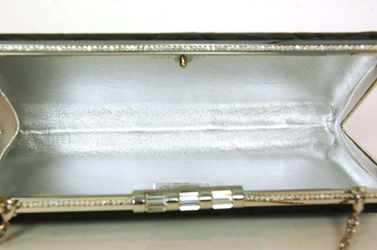 Judith Leiber Black Crocodile Clutch/ Evening Bag w/ Silver Hardware -rt. $5, 000 3