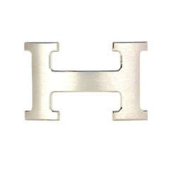 HERMES Brushed Silvertone H Belt Buckle