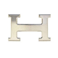 HERMES Palladium Ribbed H Belt Buckle