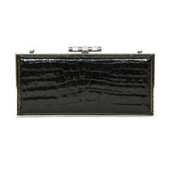 Judith Leiber Black Crocodile Clutch/ Evening Bag w/ Silver Hardware -rt. $5, 000