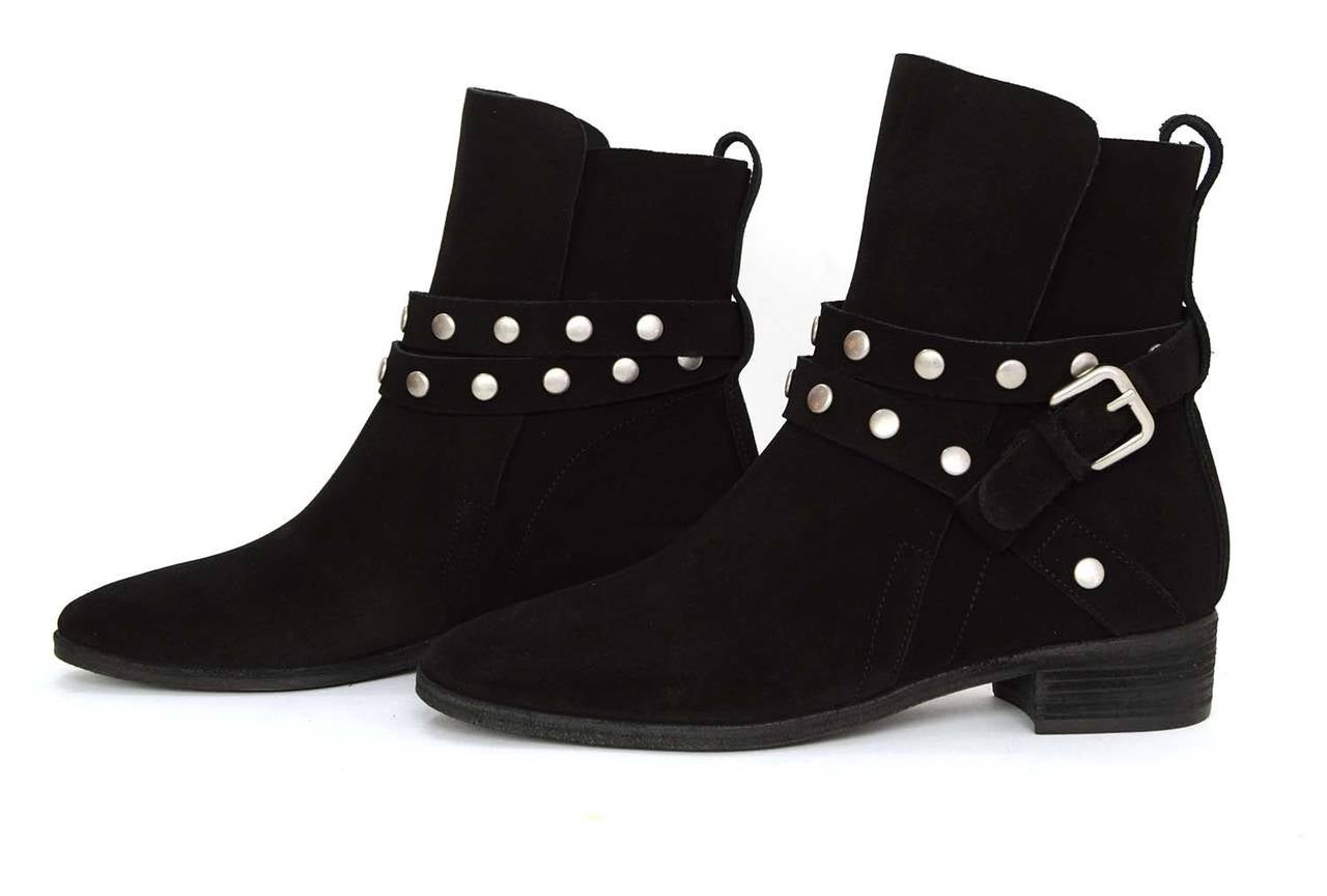 SEE BY CHLOE Black Suede Ankle Booties sz 37.5 In Excellent Condition In New York, NY