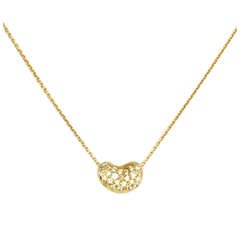 TIFFANY'S Elsa Peretti 18K Bean Necklace W/Diamonds