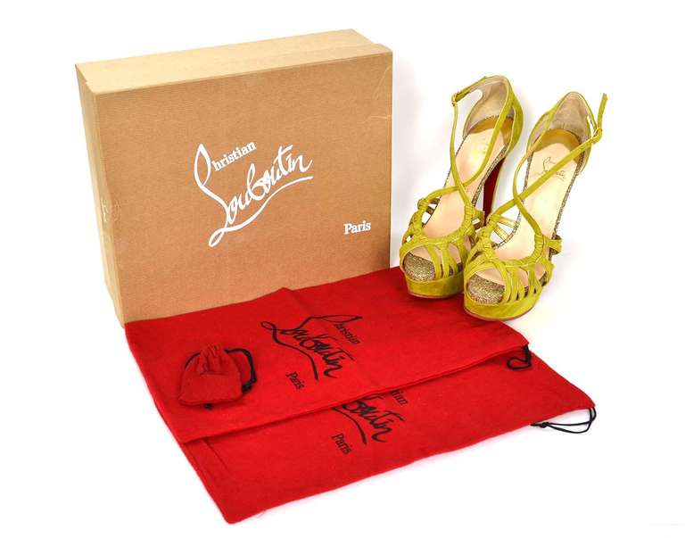 CHRISTIAN LOUBOUTIN Suede Chartreuse 