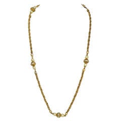 CHANEL 1960s Goldtone Braided Chain Necklace with Faux Pearls And Goldtone Beads 11