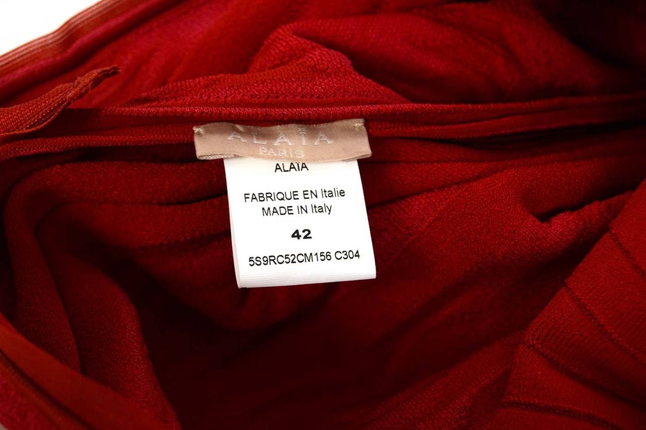 Women's Alaia Red Sleeveless Fit & Flare Dress sz 42