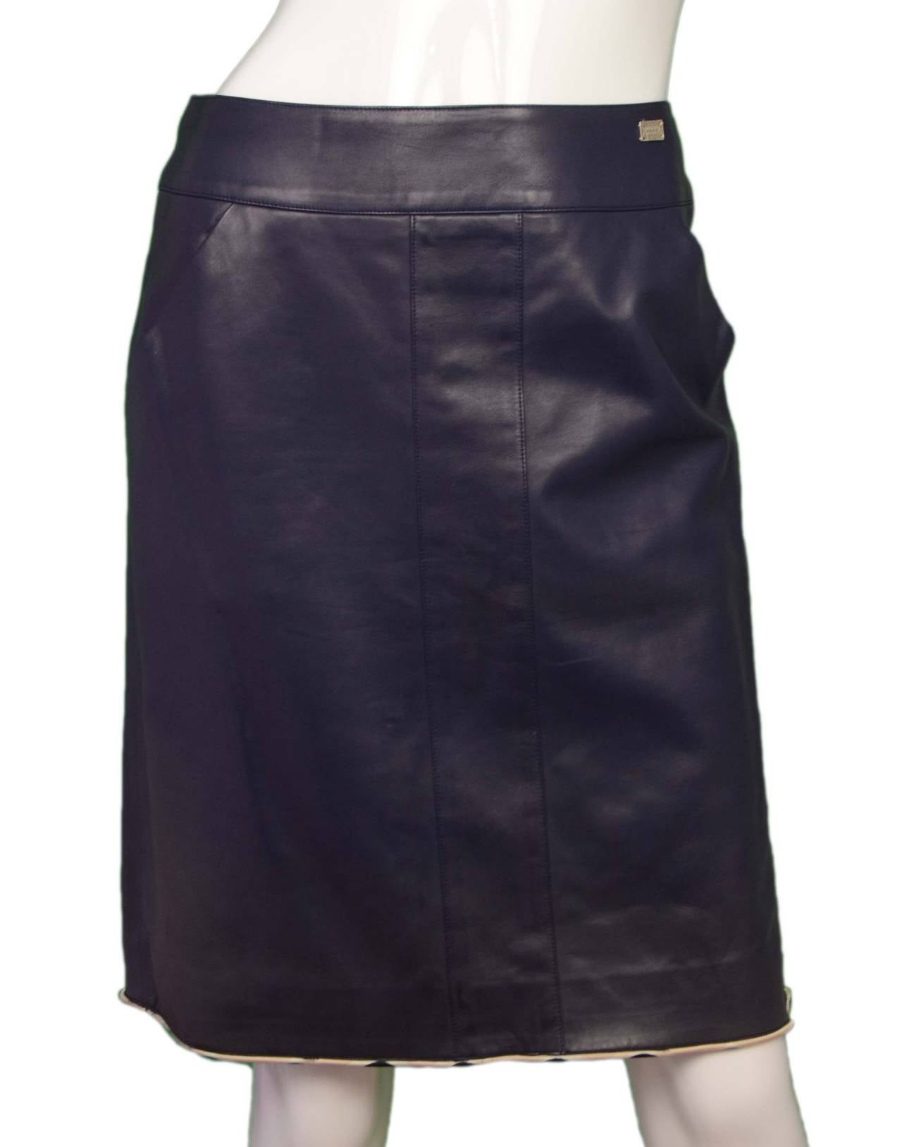 CHANEL Blue Leather Sleeveless Skirt Suit sz 38 1