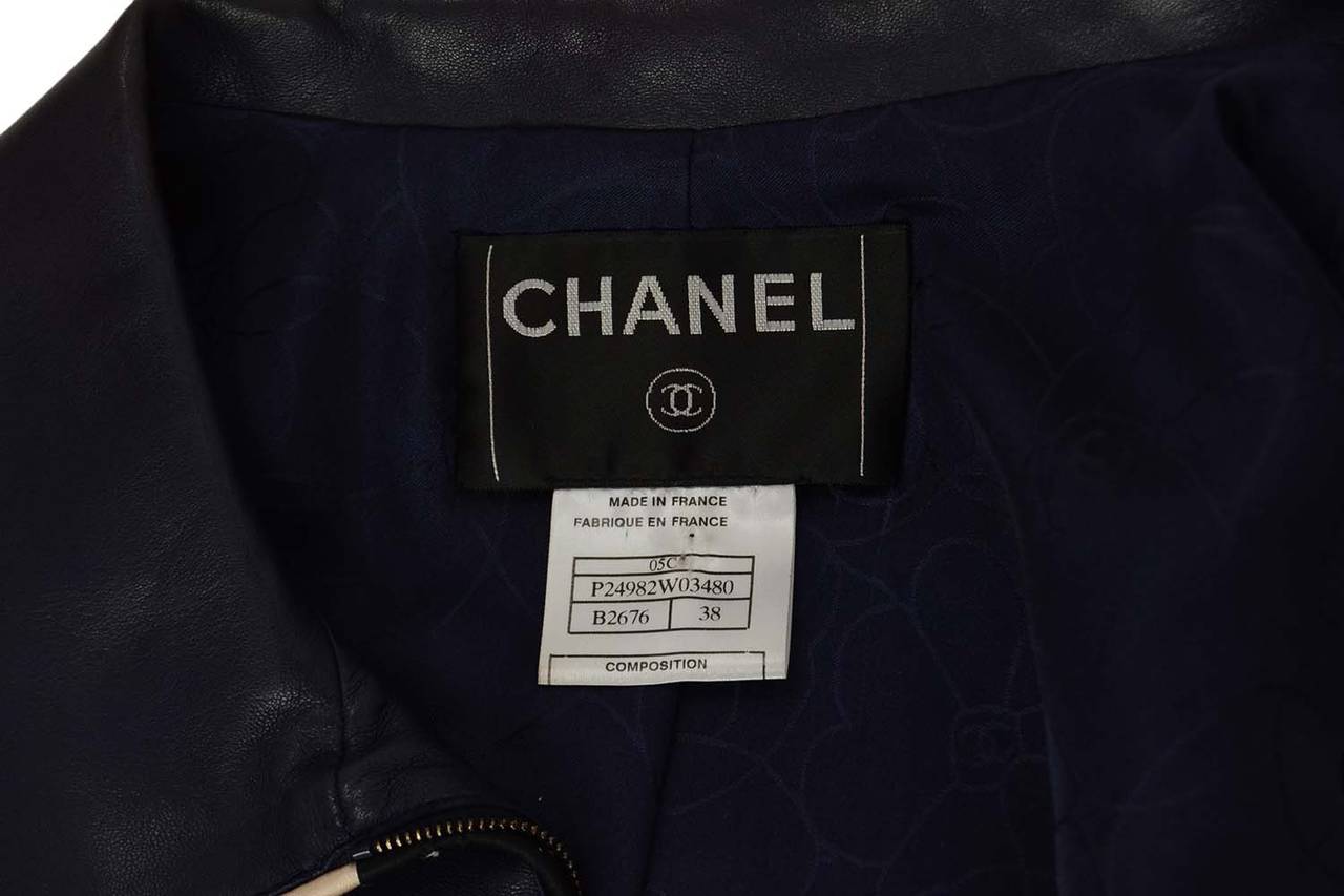 CHANEL Blue Leather Sleeveless Skirt Suit sz 38 3